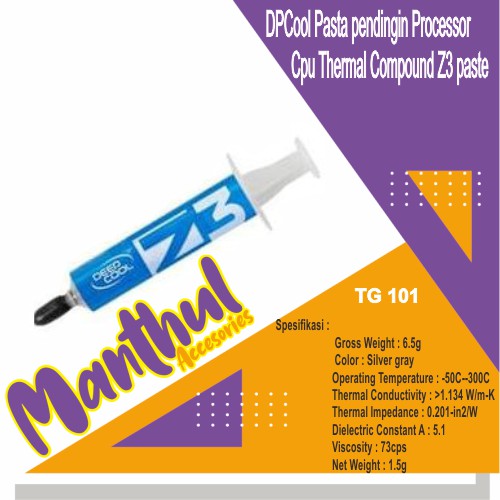 DeepCool Pasta pendingin Processor Cpu Thermal Compound Z3 paste