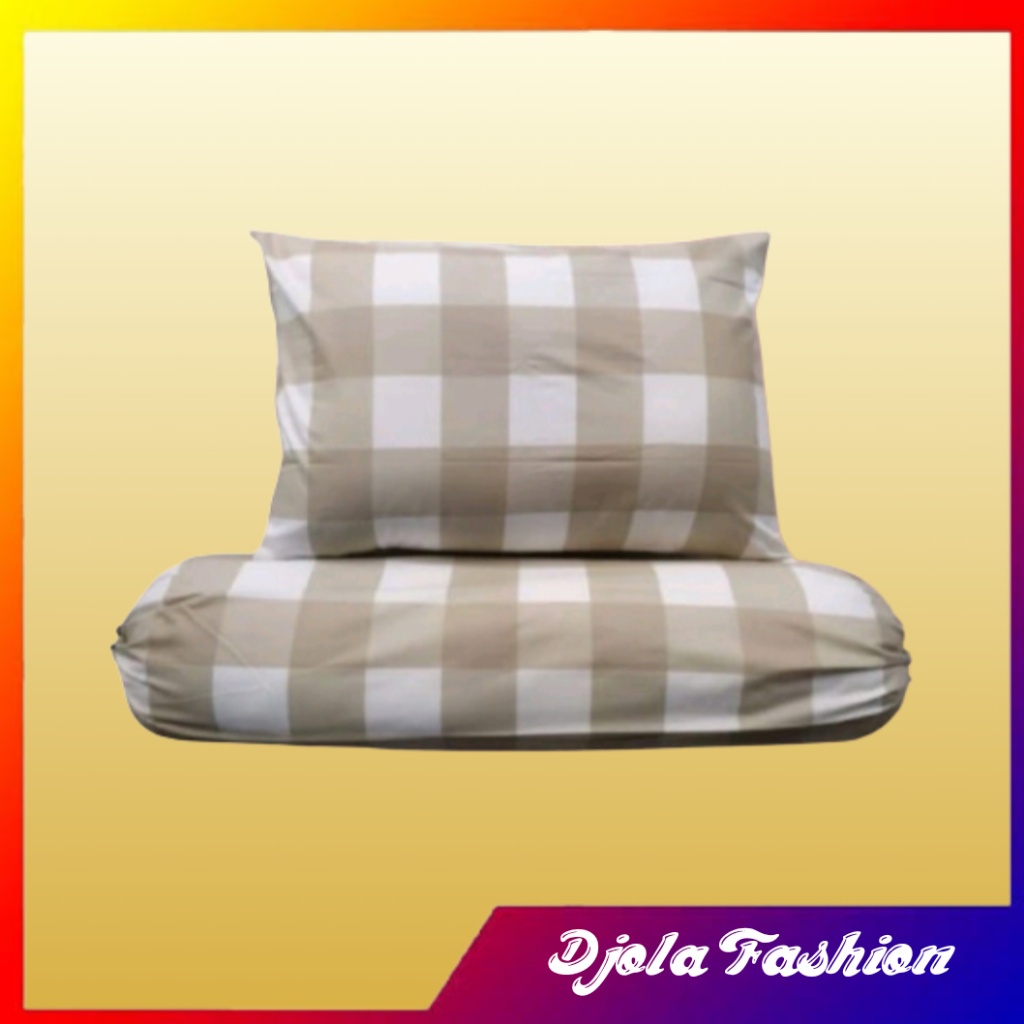 Sarung Bantal Tidur Premium Bahan Katun Halus Motif Kotak-Kotak Emily dan Sarung Bantal Berkualiats