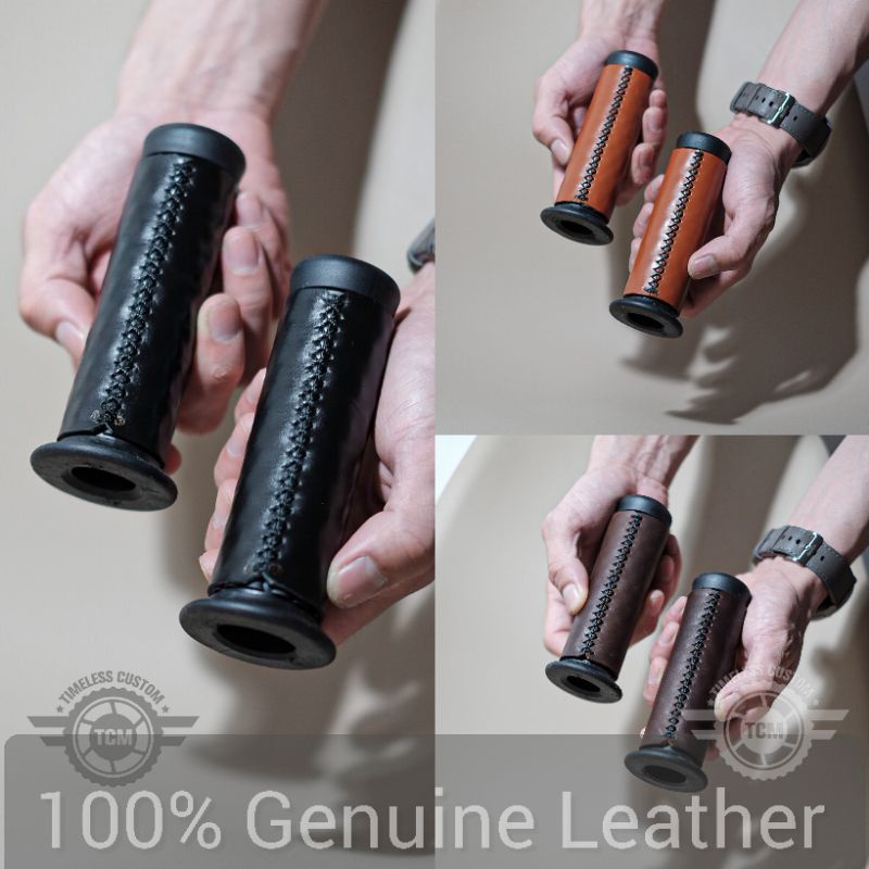 Hand Grips Motor Custom Genuine Leather / Kawasaki W175 / Yamaha XSR155 DLL