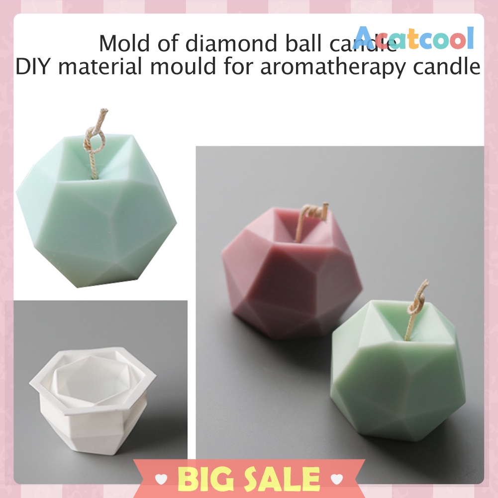 3D Rhombus Ball Candle Mold Geometric Shape Chocolate Mousse Silicone Mould