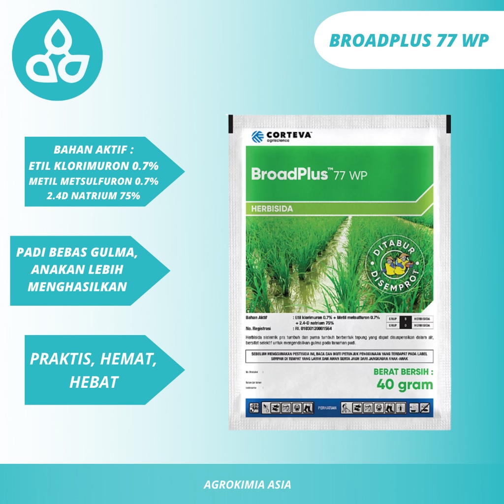 Pembasmi Hama dan Gulma BroadPlus® 77 WP Herbisida 40 Gram - Corteva