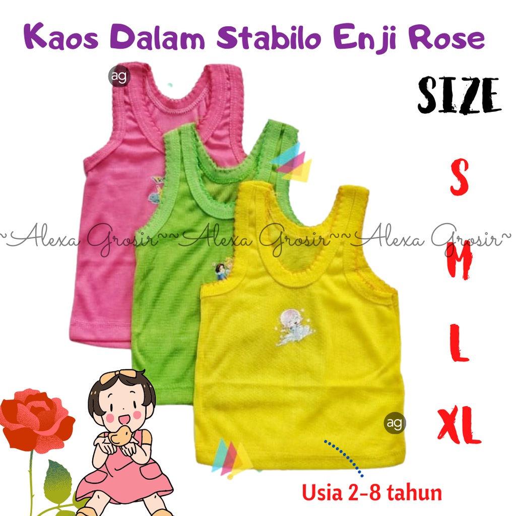 Singlet Bayi / Kaos Dalam Bayi/ Singlet Anak/ Kaos Dalam Anak, Murah Berkualitas Stabilo Enji S M L XL
