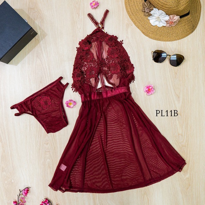 PROMO [SIAP KIRIM] LINGERIE SEXY BAJU TIDUR SEKSI SLEEPWEAR MERAH PL11B