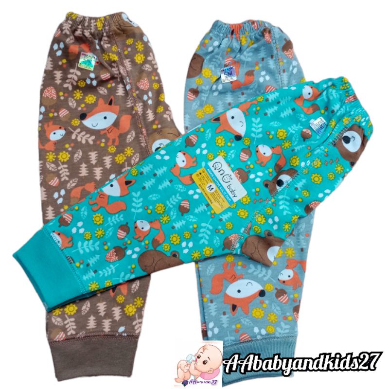 ONO BABY 3PC Celana Panjang Bayi Kaki Terbuka FULL PRINT Usia Newborn 0-4Bulan SNI HIGHT QUALITY