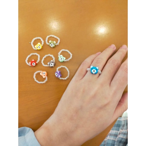 Cincin Beruang Teddy Bear Beads Elastis Ring Elastic Clay Mote