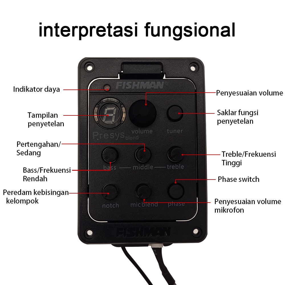 Equalizer Gitar Fishman Preamp Gitar 301 4-Band EQ Mic Blend Tunner Gitar Akustik Fishman Presys