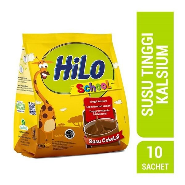 HiLo School Chocolate Gusset 350 gram 10 Sachet - Susu Tinggi Kalsium