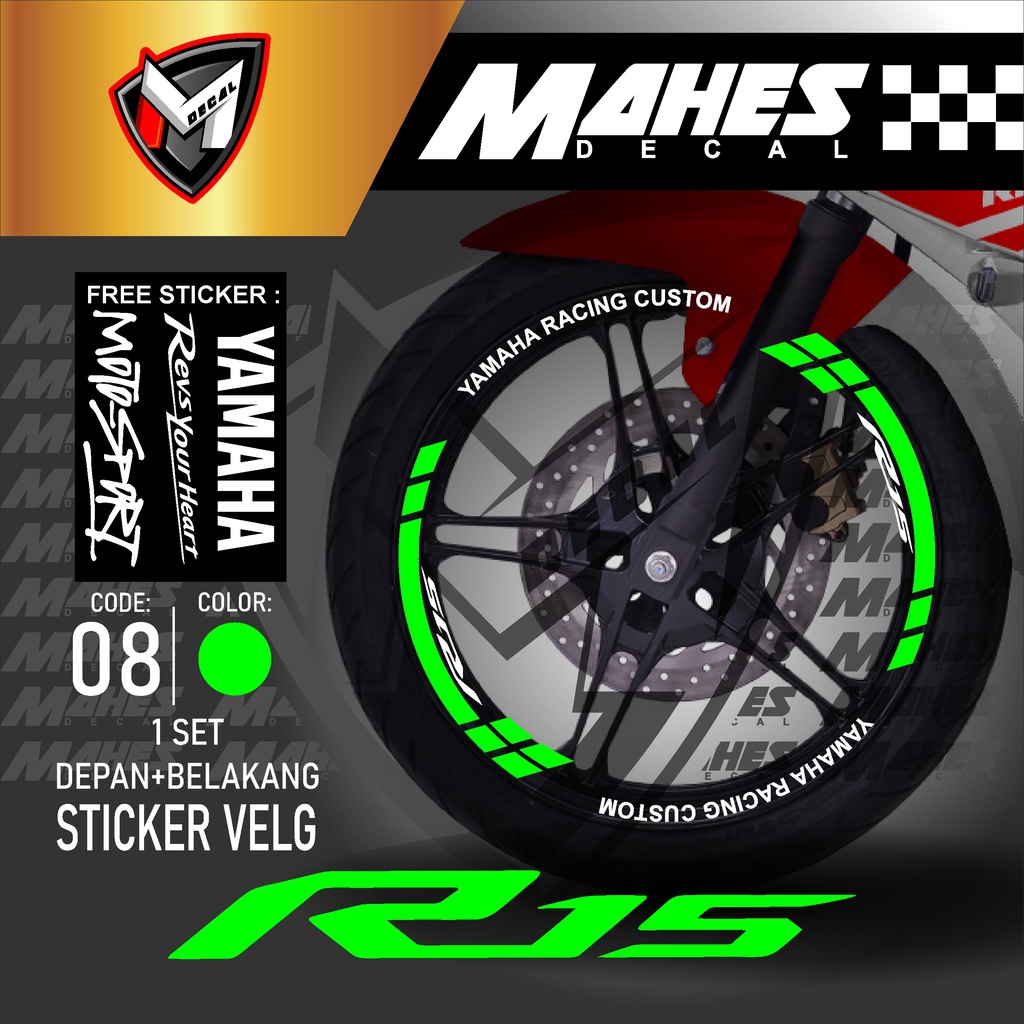 Mahes Decal - Aksesoris Stiker Cutting Sticker List Velg Motor Yamaha R15 V2 V3 Lis Pelek Velk Varia