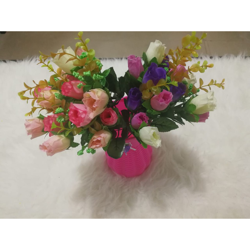 COD BUNGA MAWAR BUNGA TANGKAI PLASTIK BUNGA ARTIFISIAL BUNGA PAJANGAN IMITASI BUNGA HIASAN BT9013-4