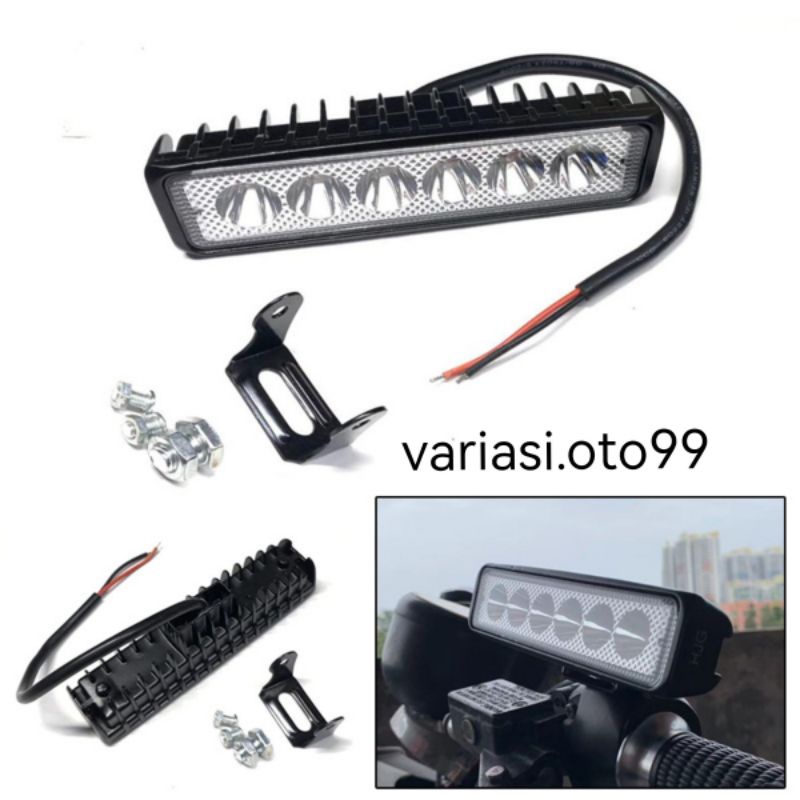 LAMPU TEMBAK SOROT LED BAR CREE 6MATA 18W 12V-24V LAMPU LED MOTOR DAN MOBIL