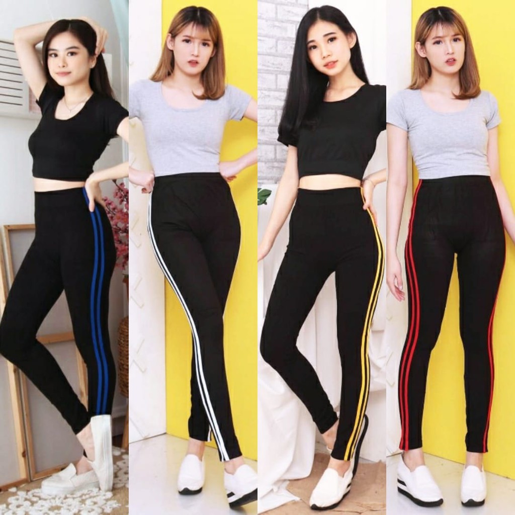 LEGGING IMPORT WANITA HITAM LIST 2 LEGGING PREMIUM / LEGGING SPORT / LEGGING FASHION