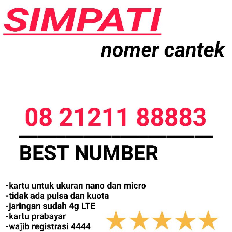 KARTU PERDANA NOMOR CANTIK SIMPATI TELKOMSEL 4G 300 900