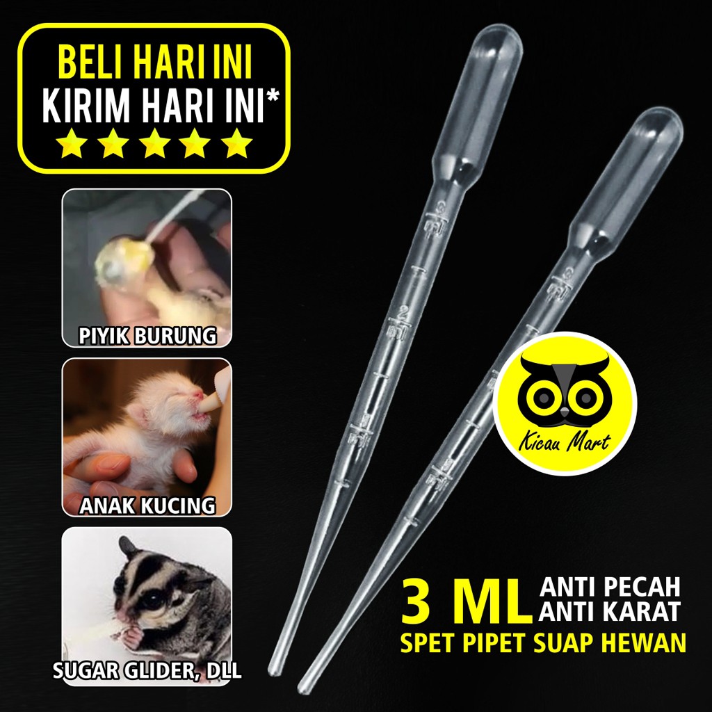 SPET PIPET PLASTIK 3 ML ALAT SUAP SUSU OBAT MAKAN SPUIT LOLOHAN LOLOH BURUNG KUCING ANJING PPT3ML