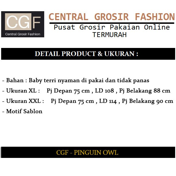 Pinguin Owl - Central Grosir Fashion (CGF) - Ukuran XL-XXL - Matt Baby Terri