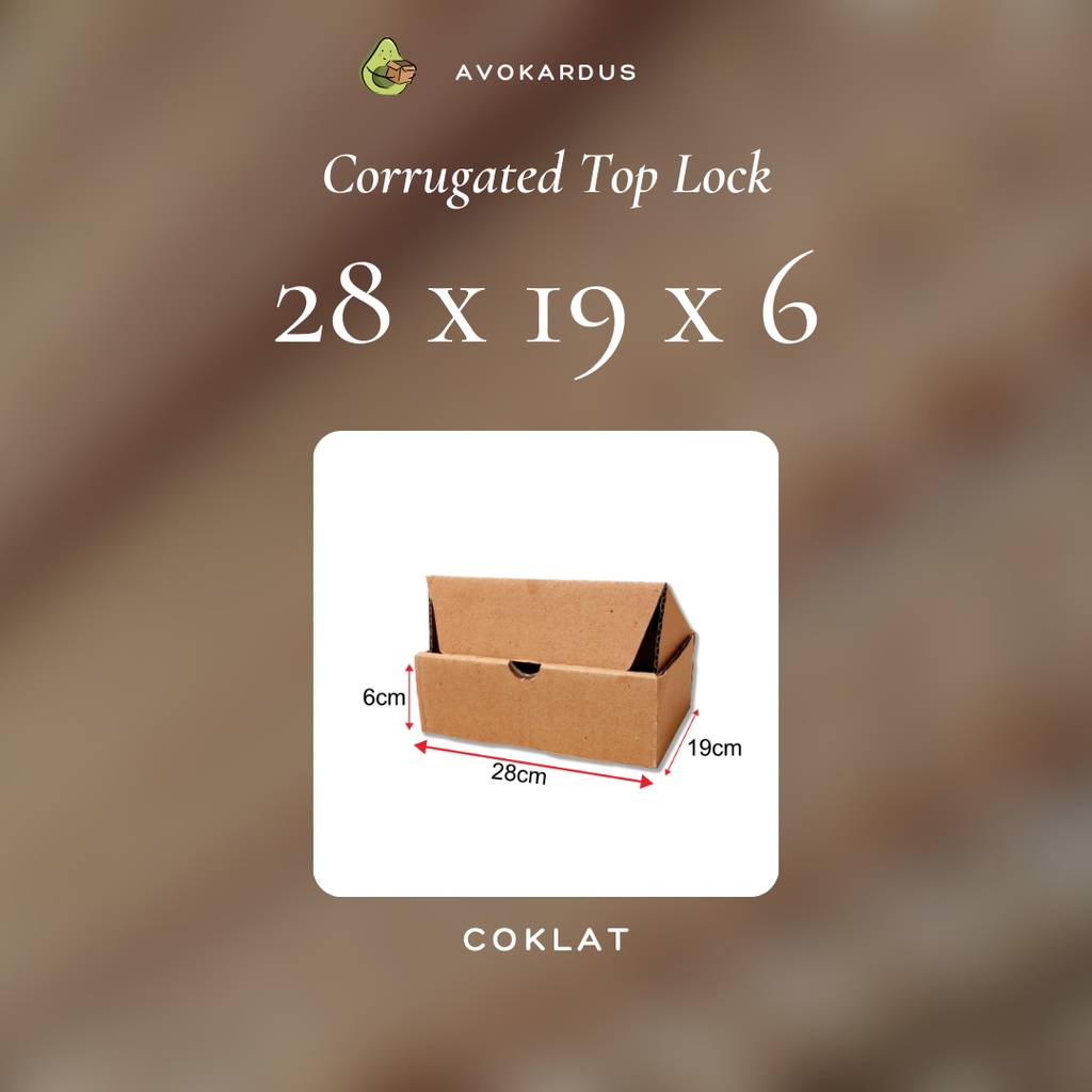

Kardus Corrugated Die Cut 28x19x6 Top Lock Kotak Dus