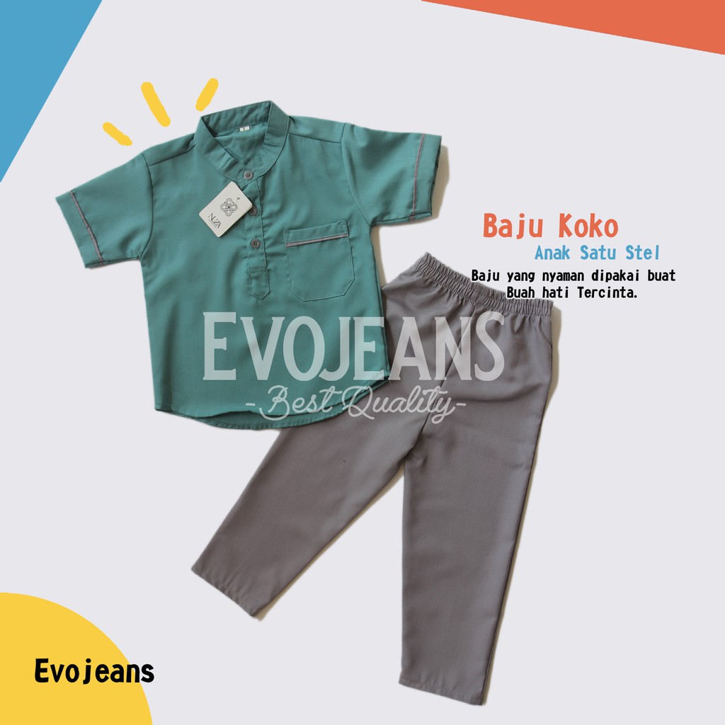 Baju Koko Bayi Satu Set Setelan Atas Bawah Celana dan Baju Model Kerah Bahan Katun Toyobo Premium Halus dan Adem dipakai - Baju Koko anak Laki laki setelan Umur 0 6 Bulan Sampai 1 2 3 4 5 Tahun - Baju Bayi Muslim  Kokoh Modern - Baju Koko Bayi  Bagus