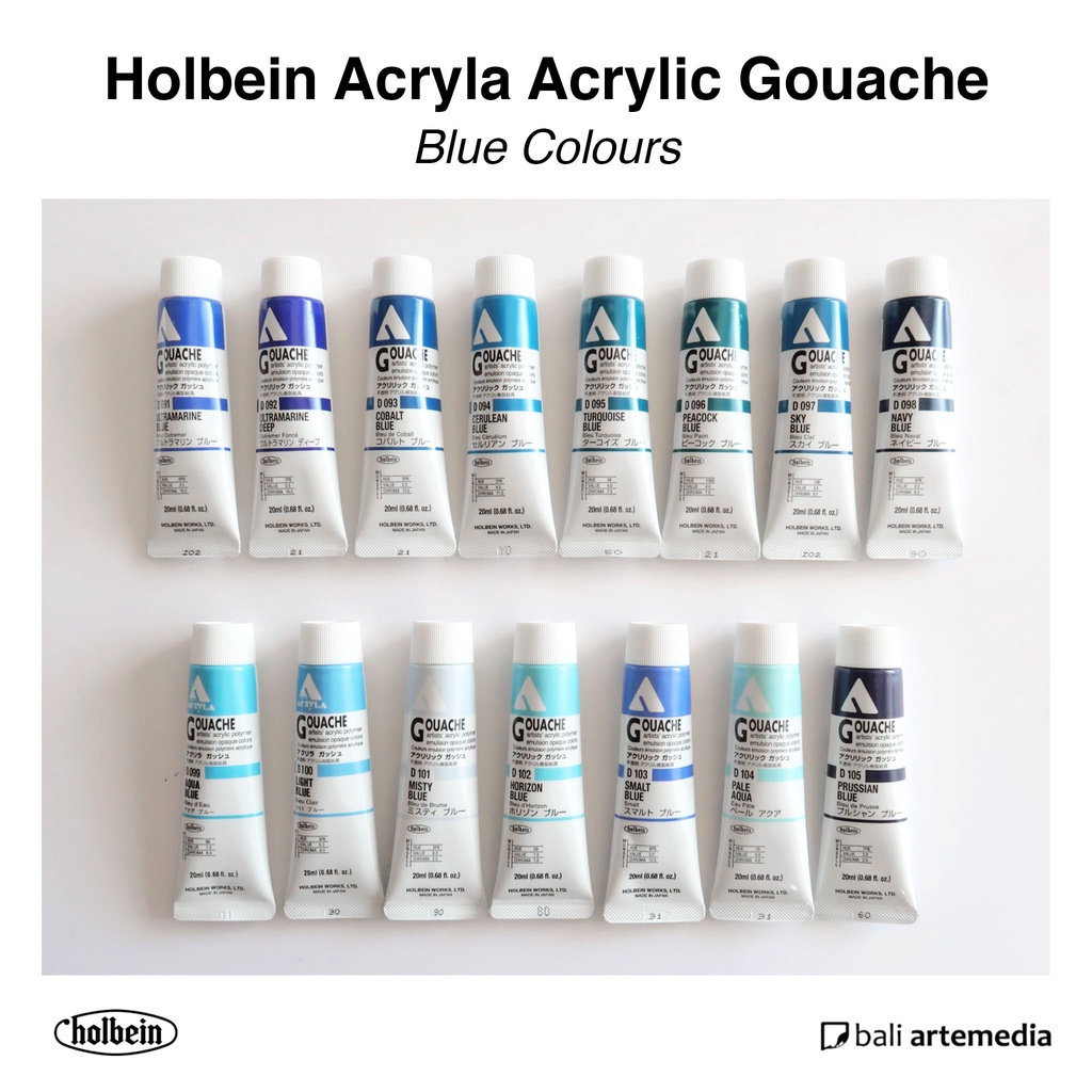 Holbein Acryla BLUE Acrylic Gouache Paint 20ml