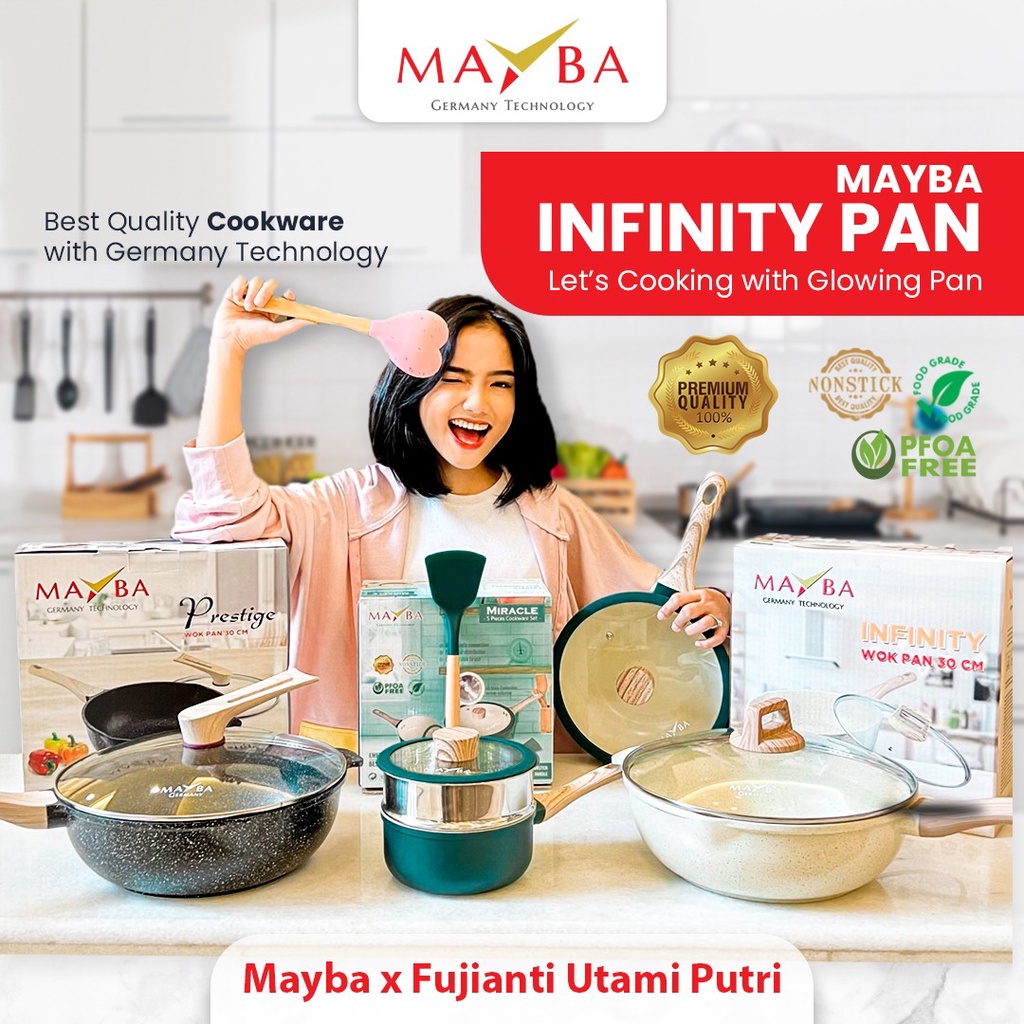 PREORDER&quot; PANCI SET ARTIS Mayba Miracle 5 pc FREE STEAMER PANCI BAYI isi spatula silicon Penggorengan wok sauce pan anti lengket W/LID