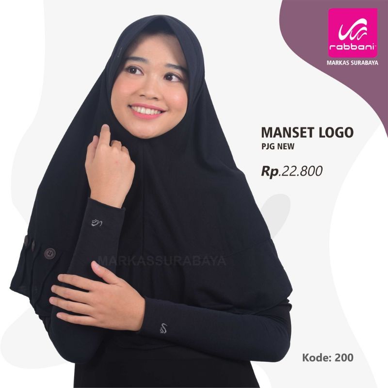 MANSET LOGO RABBANI UKURAN PANJANG POLOS-Hitam