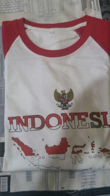 [new]kaos/baju Raglan Merah Putih Peta Kepulauan Indonesia/tujuhbelas Agustus Murah, Couple Keluarga