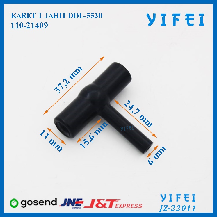 Karet T Sambungan Pipa Oli Mesin Jahit JUKI 110-24109/YIFEI-22011