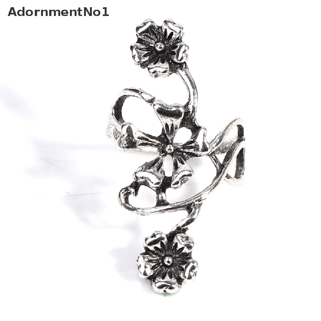 (AdornmentNo1) 4pcs / Set Cincin Silver Antik Gaya Bohemia Motif Bunga Mawar Untuk Perhiasan Wanita