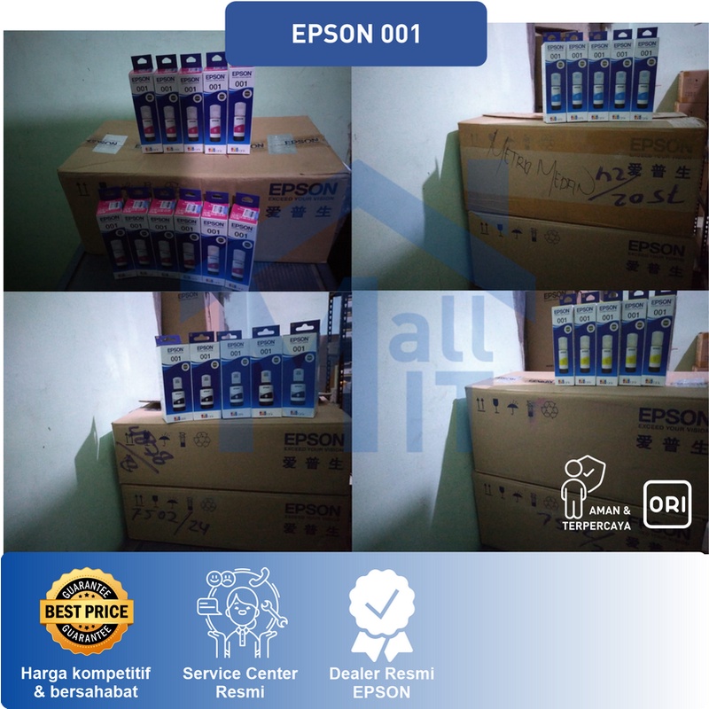 (BISA COD) ORIGINAL Tinta Epson 001 T001 T-001 BLACK T03Y - For L4150 L6160 L6170 L6190