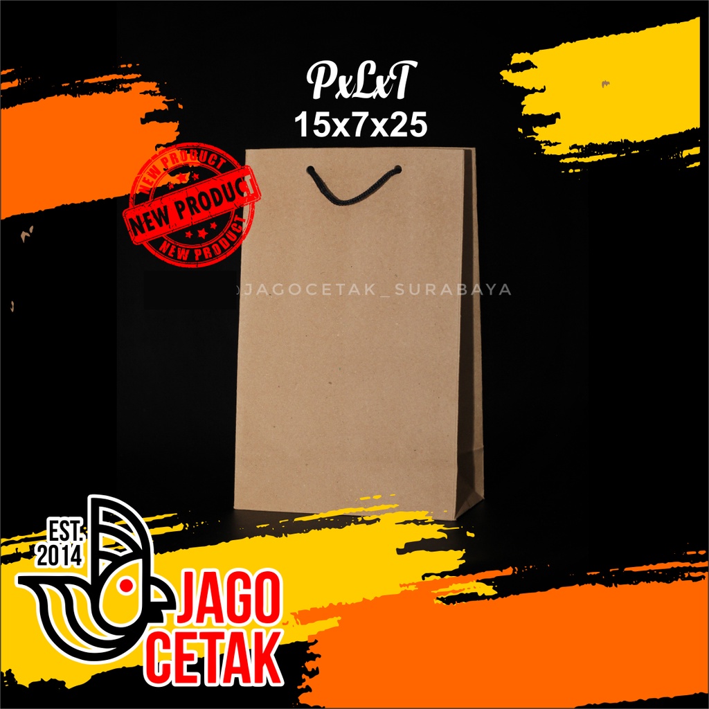 

Paperbag Craft coklat 15x7x25, paper bag goodybag bag craft surabaya