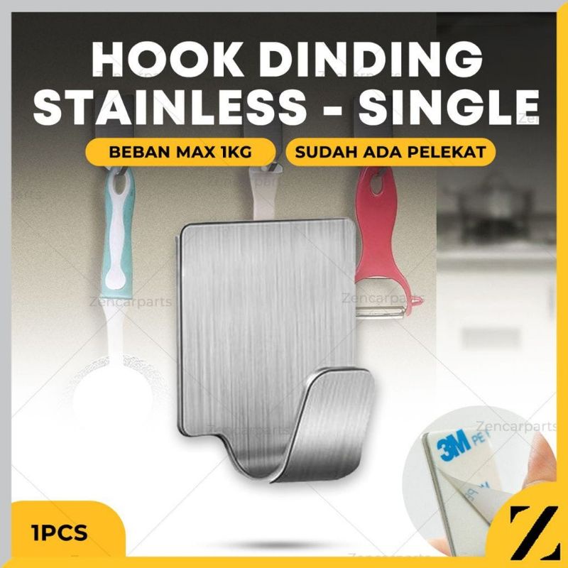 FG1 Gantungan Stainless Dinding Tempelan HOOK Hanger Baju Handuk Cantelan 1pc Tembok Kamar