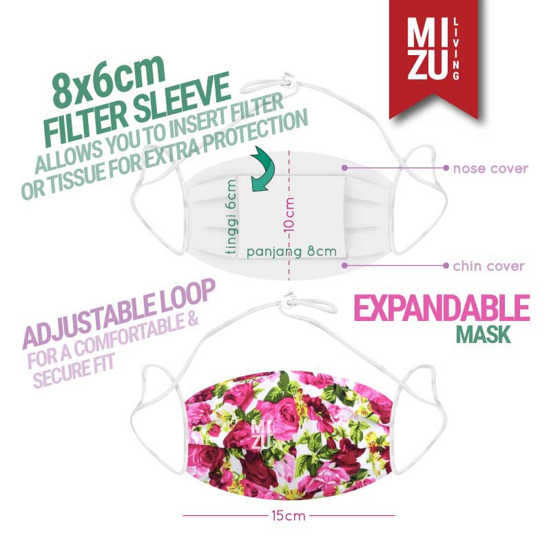 [SALE] MIZU BELLISSIMA KIDS Cloth Face Mask Masker Anak Kain Corak 3 Ply Sarung Filter NON-MEDIS