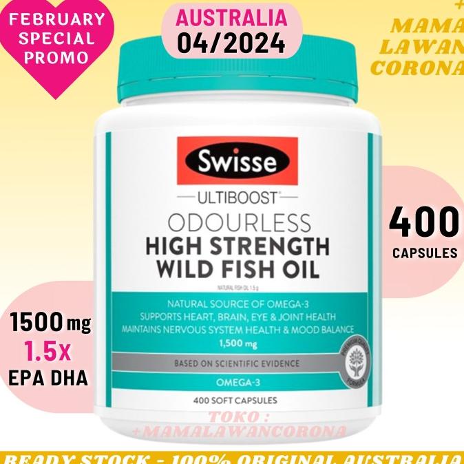 SWISSE Odourless High Strength Wild Fish Oil 1500mg 1500 mg 400 caps - Penyok Sedikit Lc
