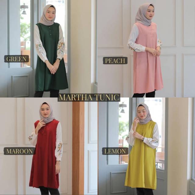 baju kancing depan / tunik floral / grosir pakaian murah : martha tunik