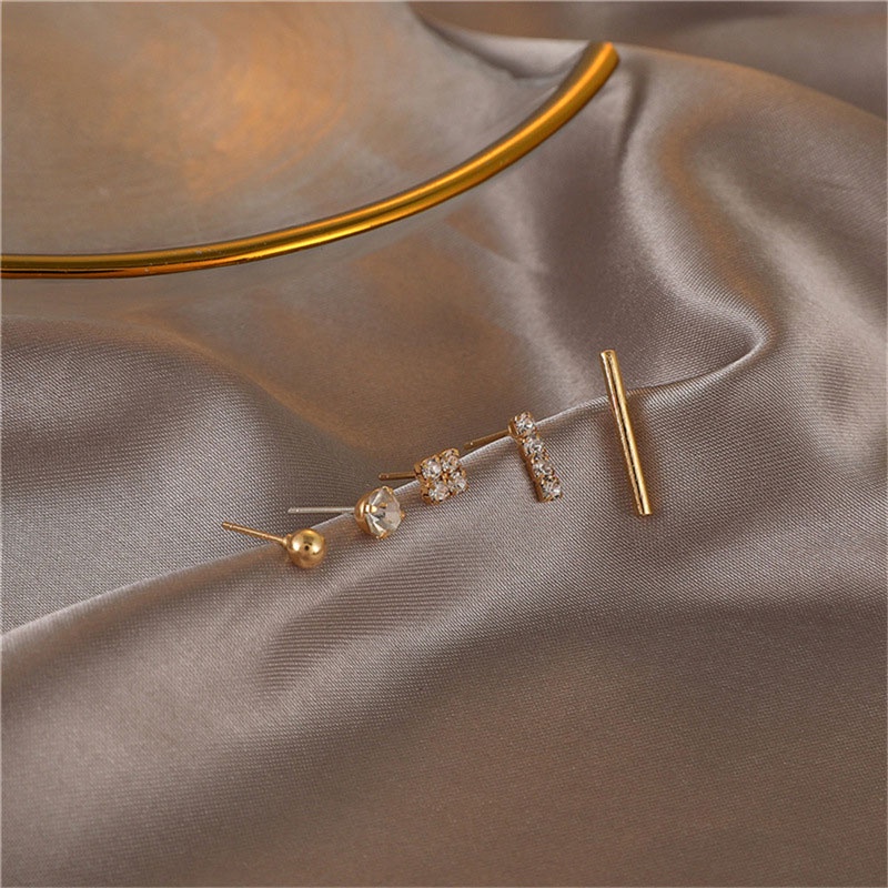 5pcs/1 SET Anting Tusuk Lima Potong Ukuran Kecil Gaya Elegan Aksesoris Fashion