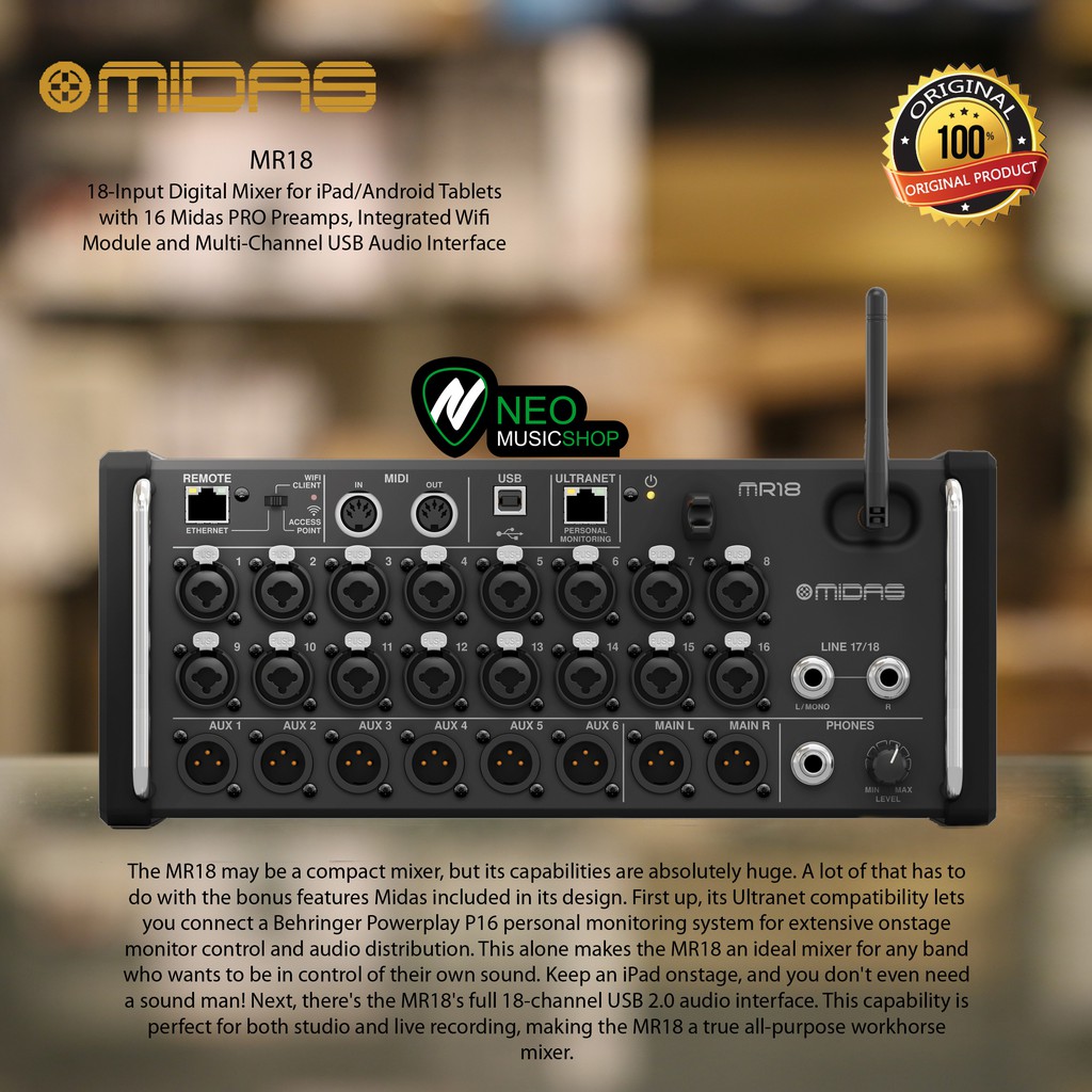 Midas MR18 18-channel Tablet-controlled Digital Mixer