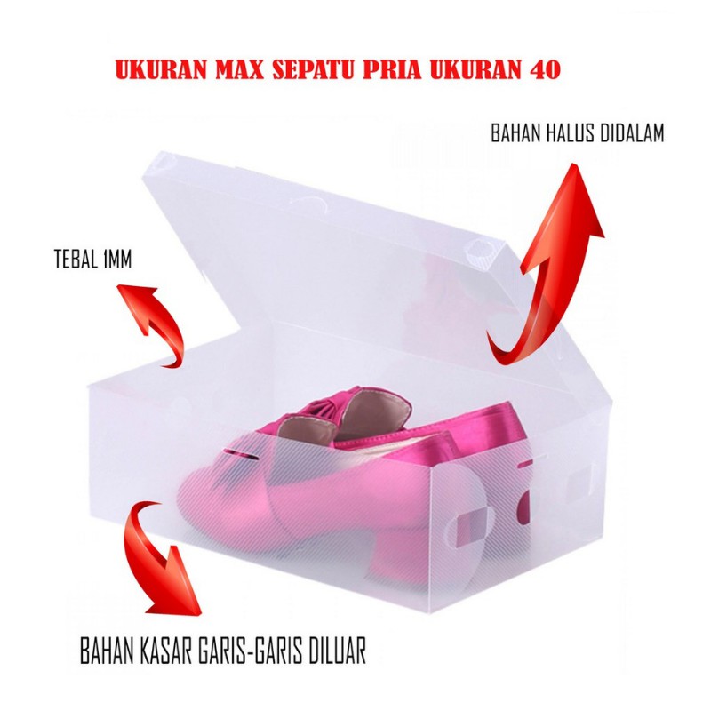 KOTAK SEPATU TRANSPARAN WARNA WARNI BOX TEBAL SERBAGUNA BEST SELLER