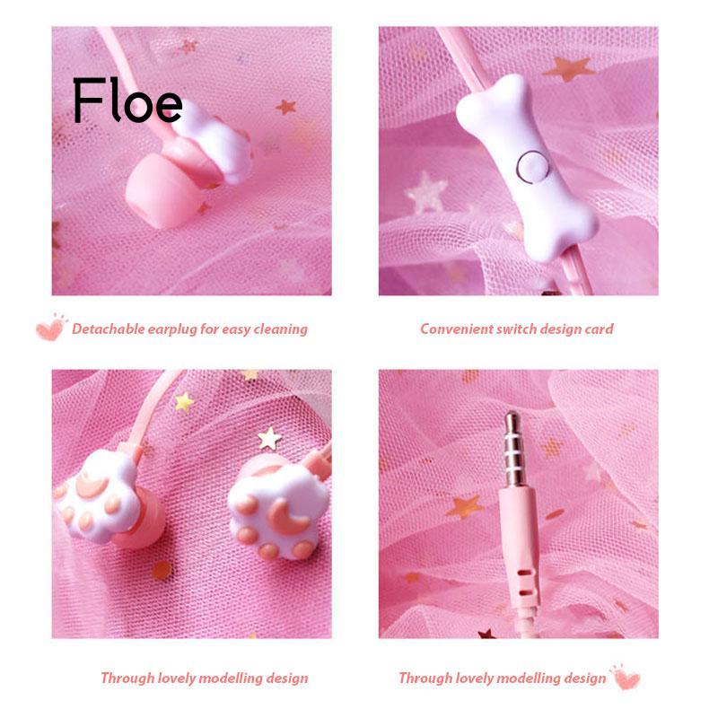 Fl Earphone In ear Bentuk Telapak Kaki Kucing Lucu