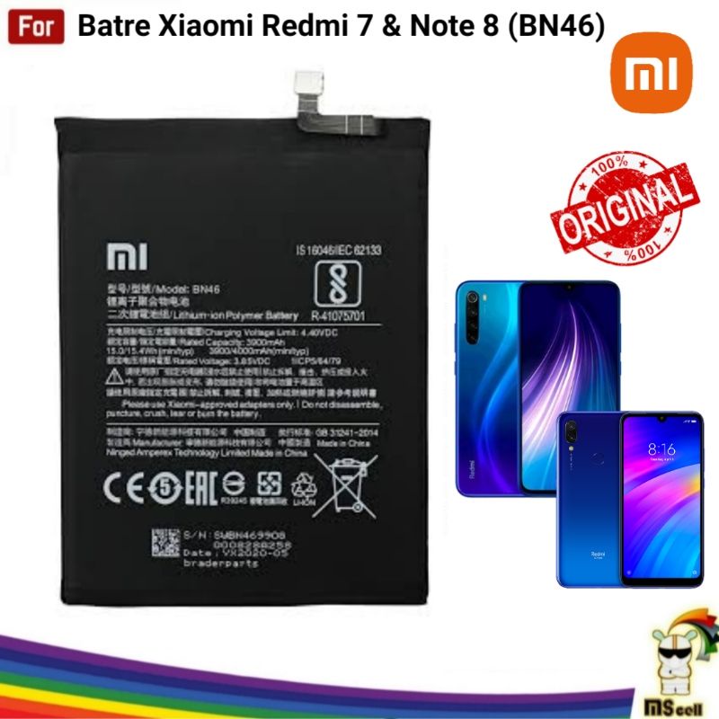 Baterai Xiaomi Redmi 7 Note 8 BN46 Original OEM | Batre Batrai Battery Asli BN 46 Xiao Mi Note 8 Red