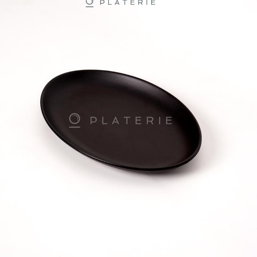 Update Terlaris PLATERIE Plater Piring/Mangkok Keramik Rectangular/Oval/Bowl Plate Black Matt