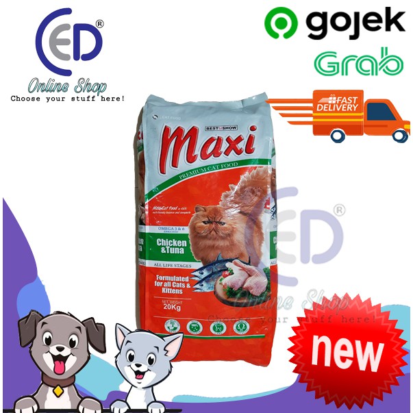 MAKANAN KUCING MAXI CAT CHICKEN &amp; TUNA 20KG ( KHUSUS GOSEND &amp; GRAB )