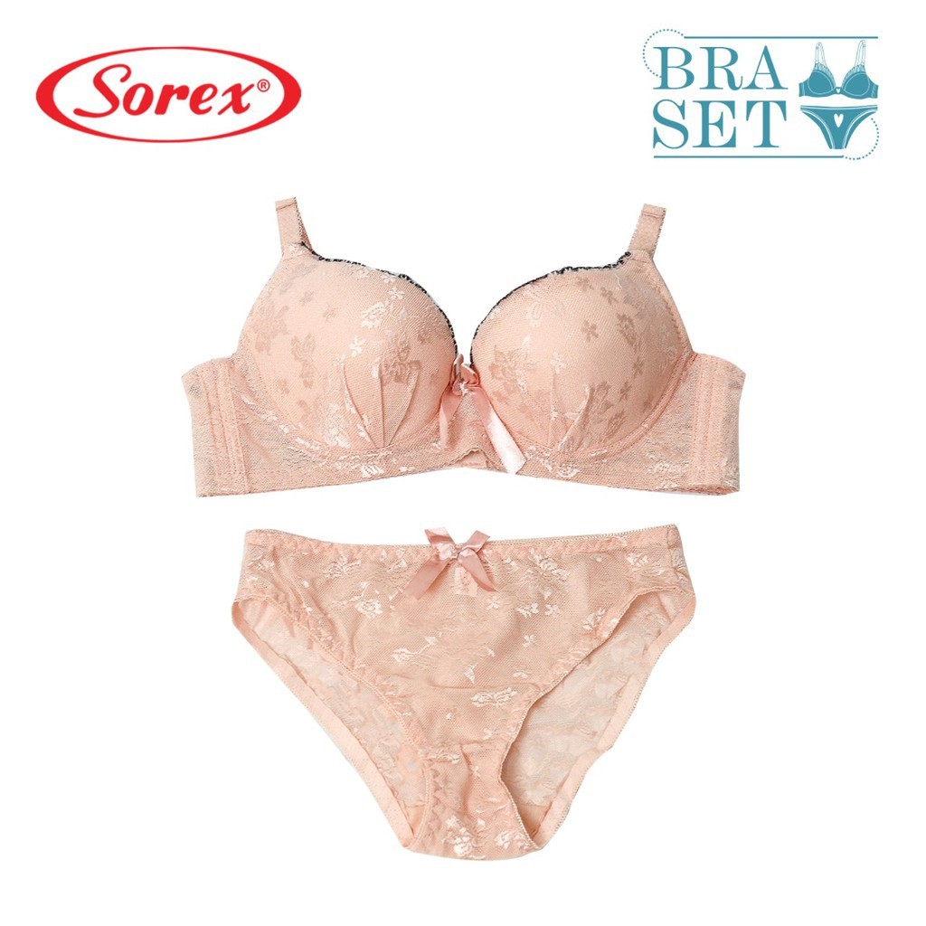 BB Sorex Bra Set Busa Sedang Kawat Kait 3 Setara Cup B Brukat Bunga CD Freesize BH 17062