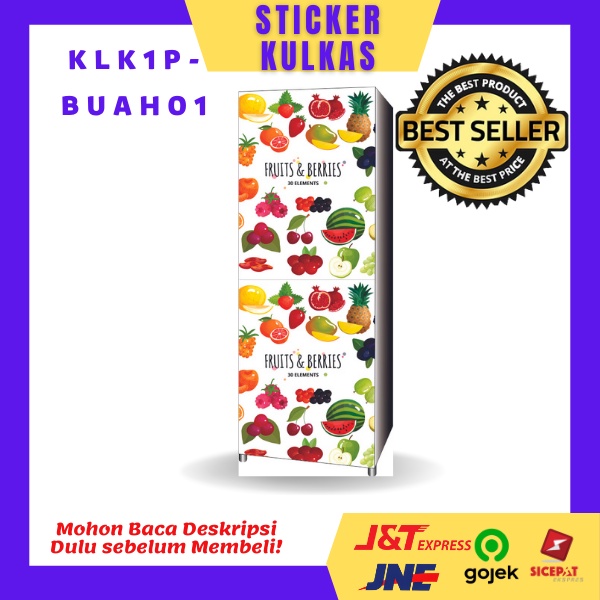 Sticker Kulkas 1Pintu motif BUAH/KLK1P-BUAH/Printing hires/SURABAYA
