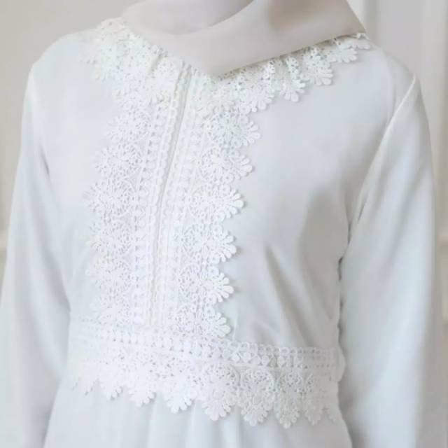 GAMIS PUTIH RENDA SIZE L GAMIS WANITA CANTIK ANGGUN