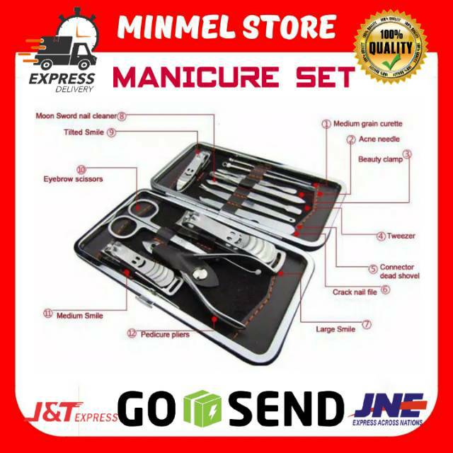 MANICURE PEDICURE SET 12 PCS TOOL SERIES PERLENGKAPAN MANIKUR PEDIKUR JARI KUKU 12 in 1