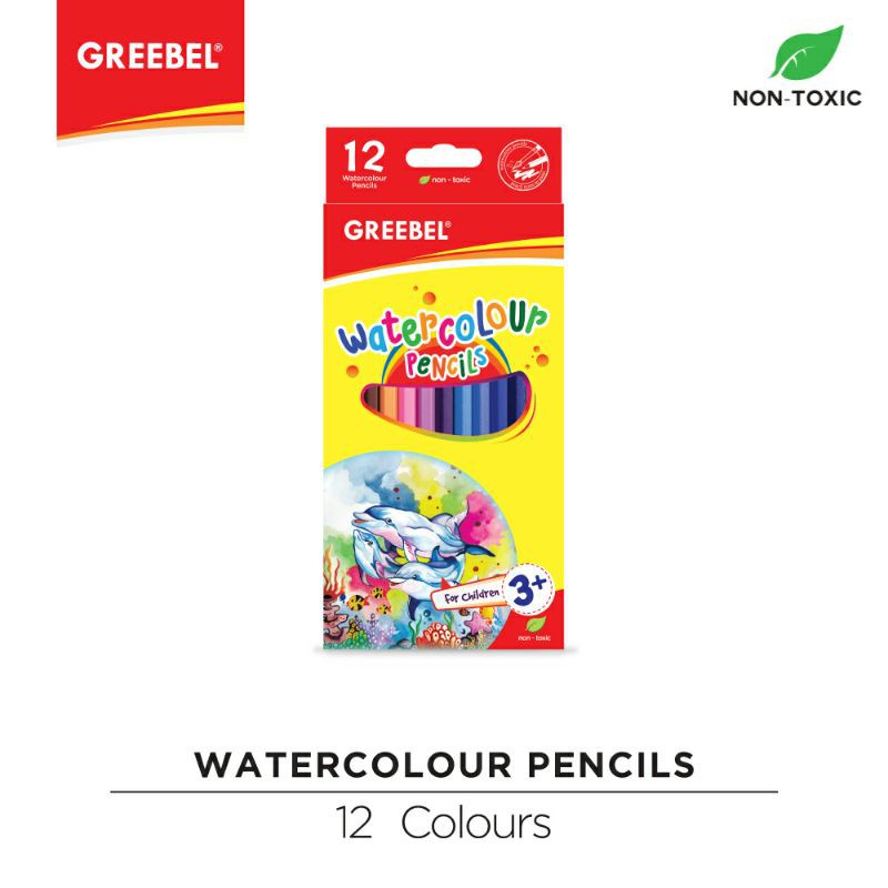 PENSIL WARNA / WARNA CERAH / BAHAN KUAT GREEBEL / GREEBEL 8012 water colour (hex 12 warna)