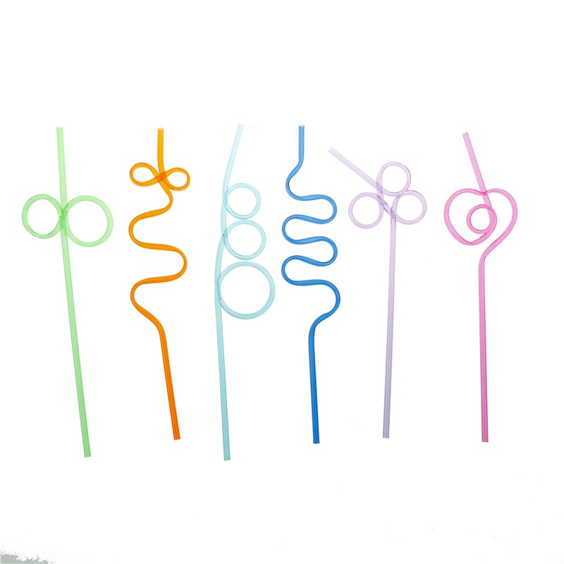 [tiantianbaofu] 10Pcs Drinking Straws Plastic Colorful Drinking Straw Crazy Curly Milk Tea Straws Boutique