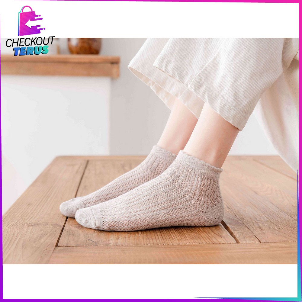 CT P252 Kaos Kaki Wanita Motif Polos Pattern Garis Kaos Kaki Lucu Pendek Semata Kaki Fashion Korea Kaos Kaki Murah