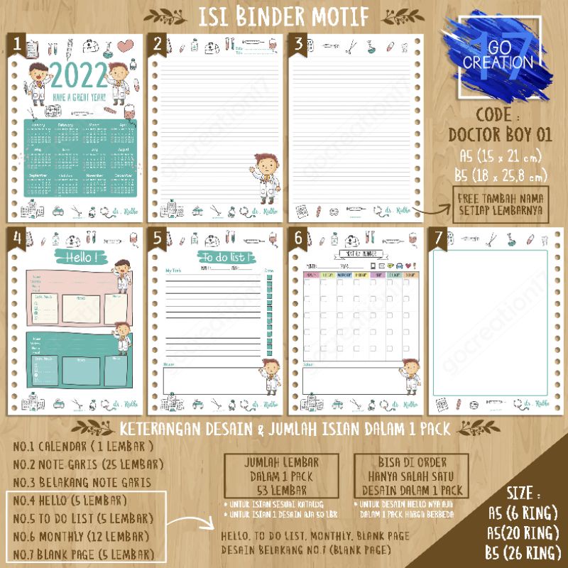 

Buku Planner isi Kertas Binder Motif Doctor Boy 01 Premium A5 ring 20 dan A5 ring 6