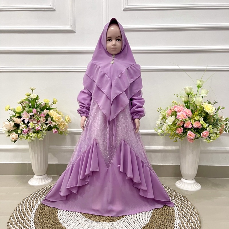 Set gamis anak BRUKAT PUTRI DUYUNG ceruty full furing