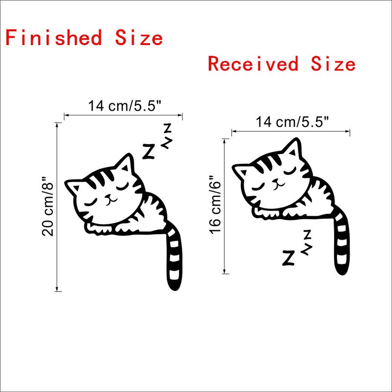 [SUPER CUTE STUFF] - Sticker Wallpaper Dinding Sleeping Cat - Black