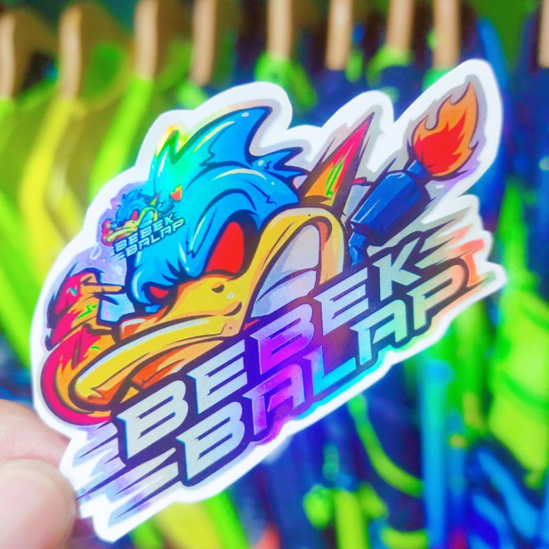 Stiker bebek balap hologram